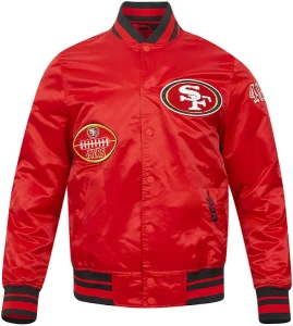 Chamarra Pro Standard Satin Old English 49ers Roja